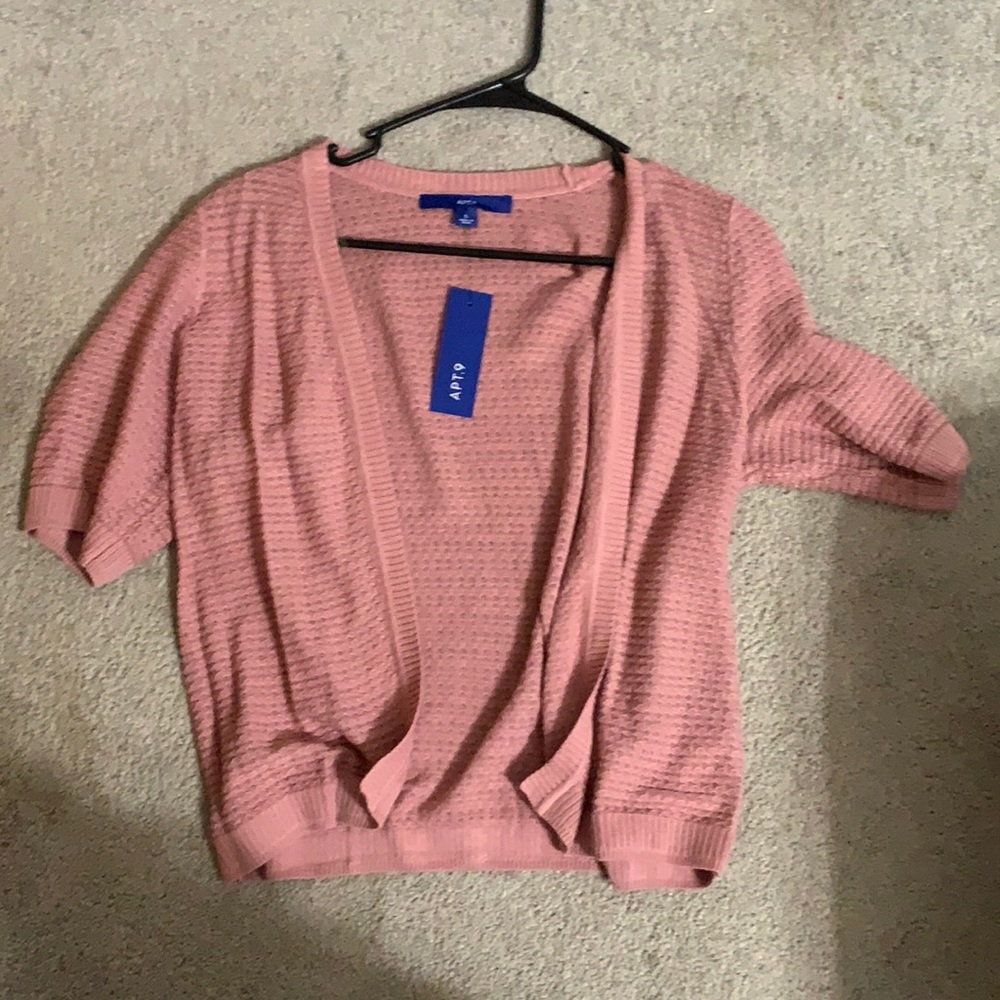 Pink waffle material cardigan